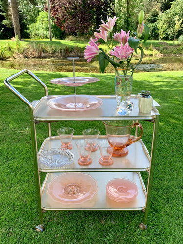 Original Soft Gold Woodmet Cocktail Drinks Trolley